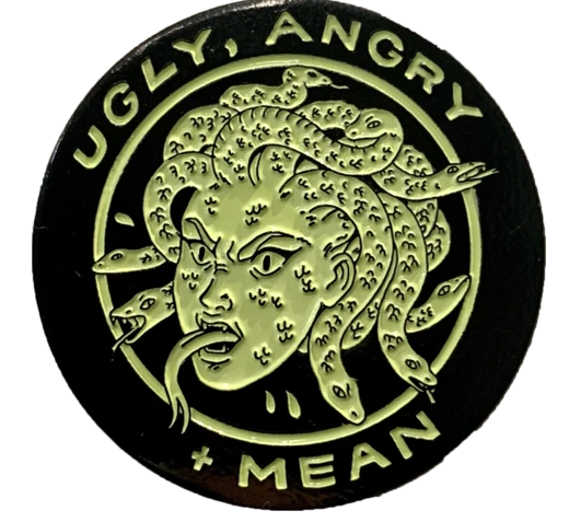 UGLY ANGRY AND MEAN ENAMEL PIN